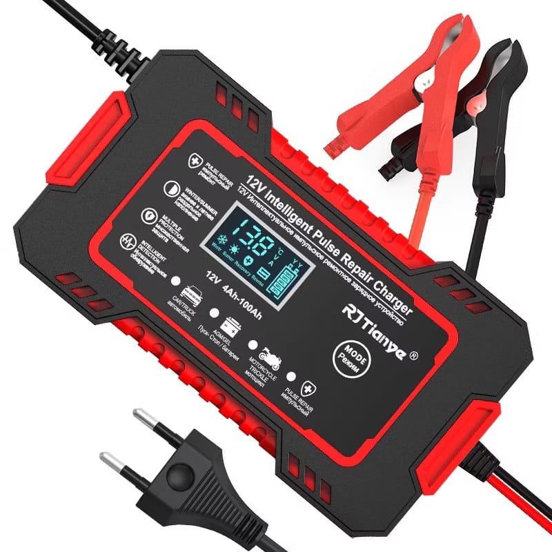 Cargador Bateria Carro Moto 12v Pantalla