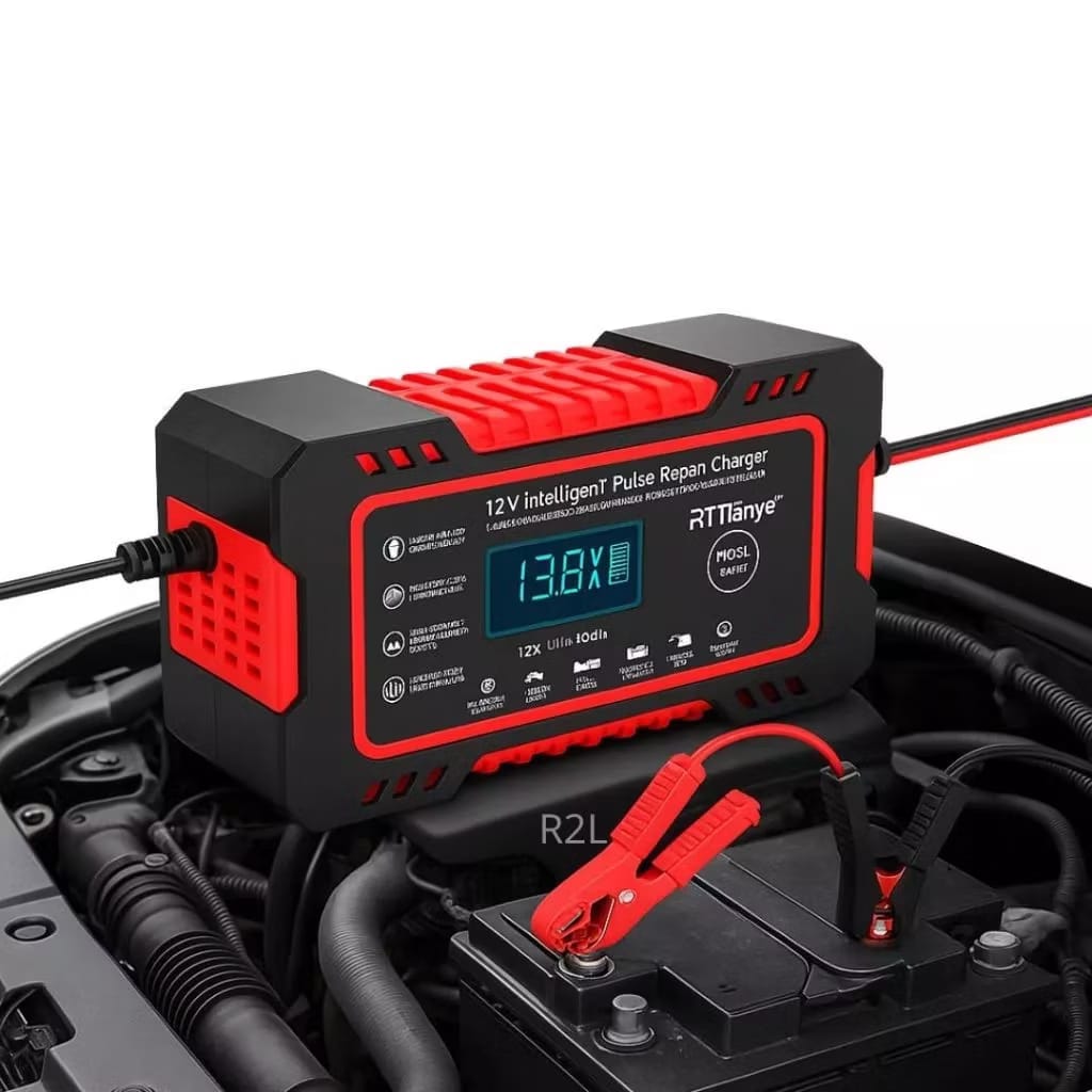 Cargador Bateria Carro Moto 12v Pantalla